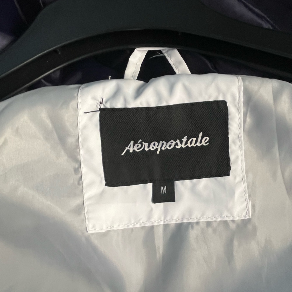 Aēropostale Men’s full zip hooded white/bluecrest windbreaker jacket - Picture 10 of 12